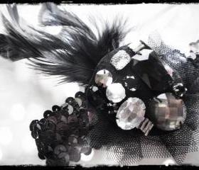 1920s black flapper headband races