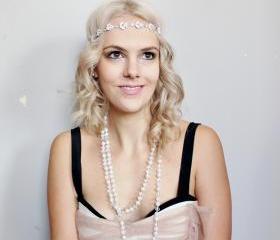 1920s rhinestone silver petal bridal headband