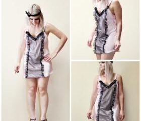 Flapper 1920s Vintage Slip Make Over Pink and Black Roaring 20s