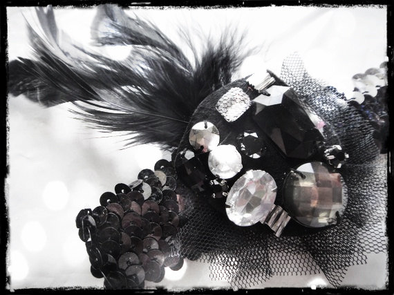 1920s black flapper headband races