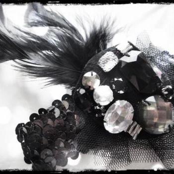 1920s black flapper headband races